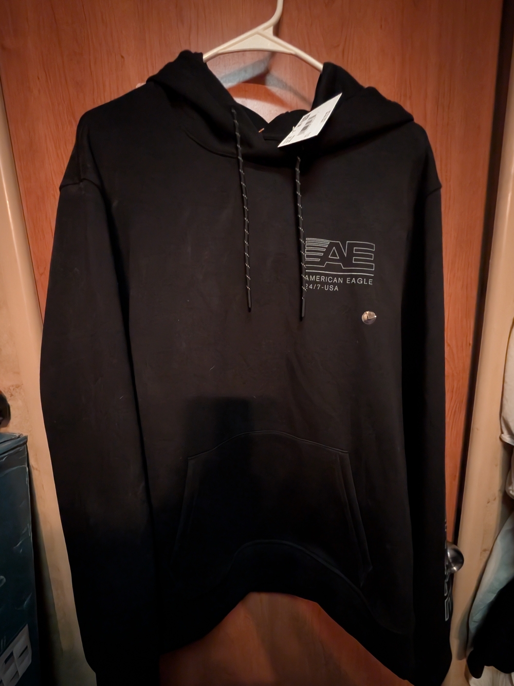 American Eagle Outfitters Black Logo Pullover Hoodie